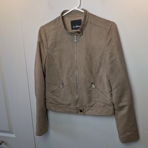 SAM EDELMAN Women CROP Simili Suede Jacket Beige Color Size M Full Zip Pockets